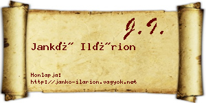 Jankó Ilárion névjegykártya